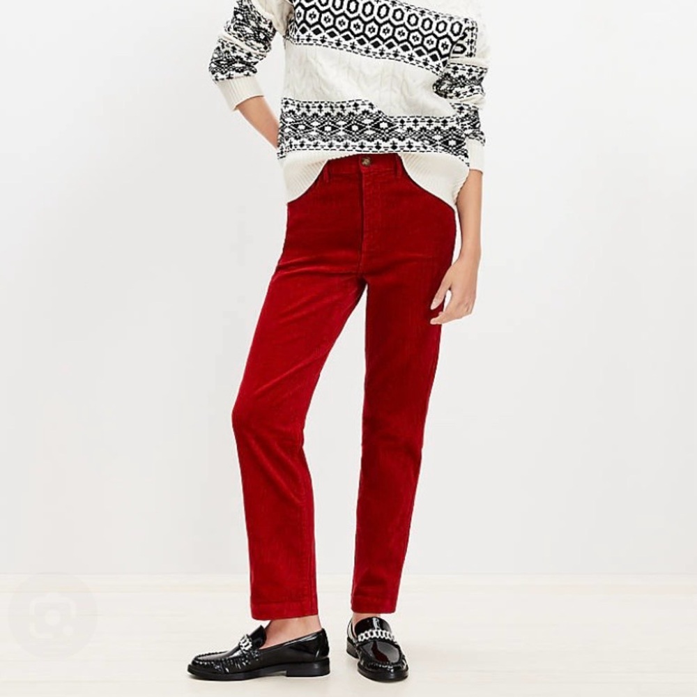 Loft Women's Skinny Red Corduroy Pants